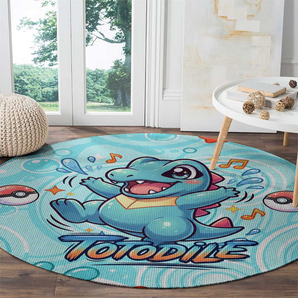 Totodile Round Carpet Vibrant Kawaii Splash Pop Art