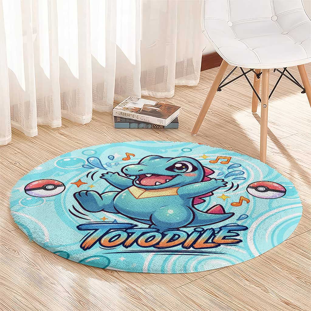 Totodile Round Carpet Vibrant Kawaii Splash Pop Art