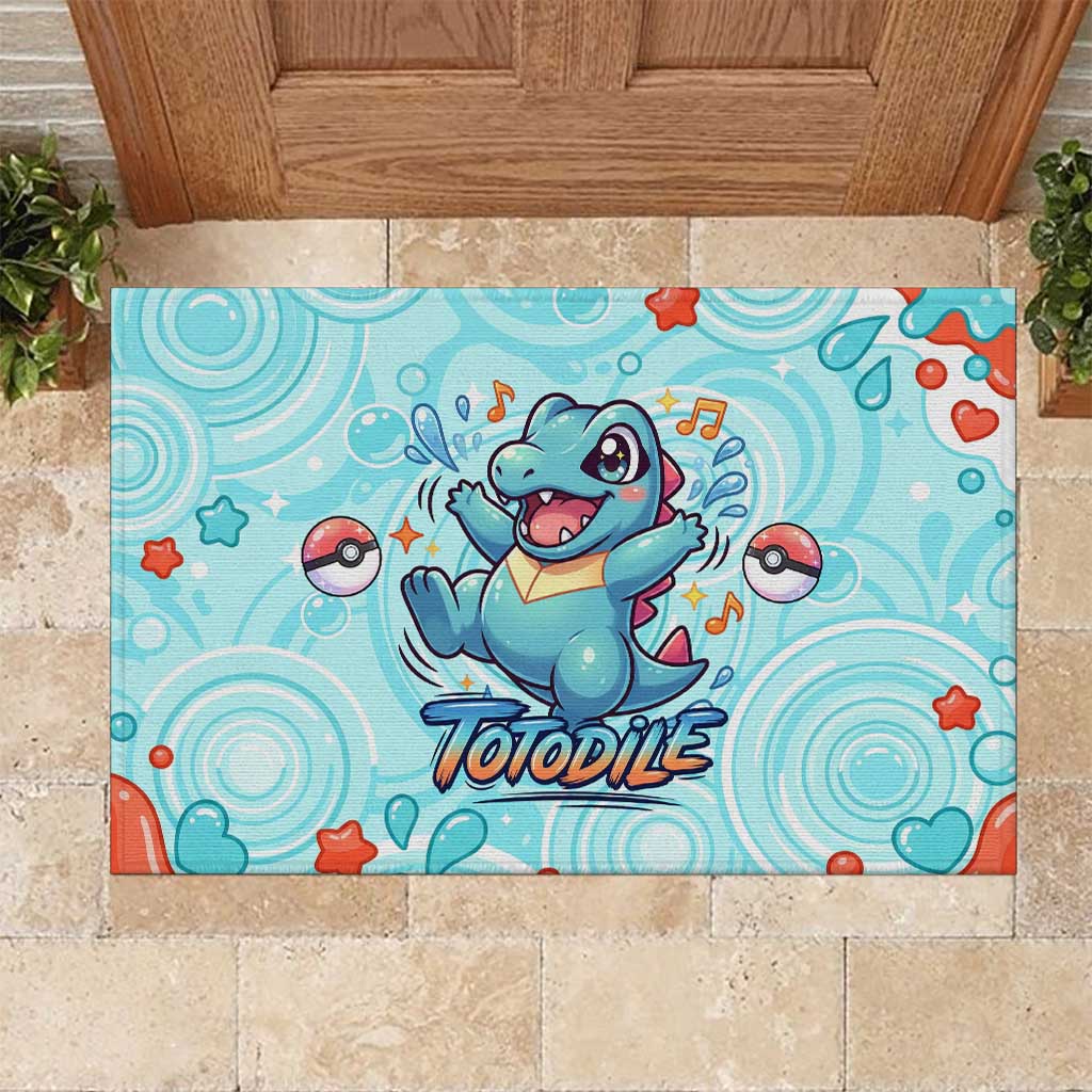 Totodile Rubber Doormat Vibrant Kawaii Splash Pop Art