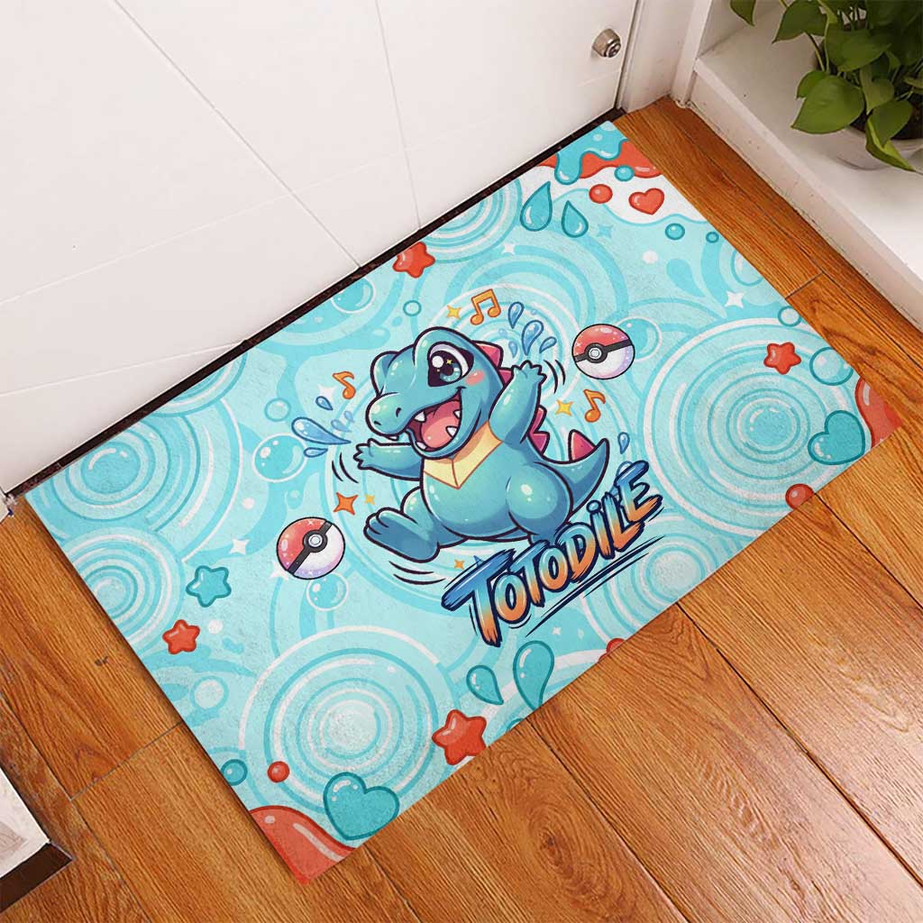 Totodile Rubber Doormat Vibrant Kawaii Splash Pop Art