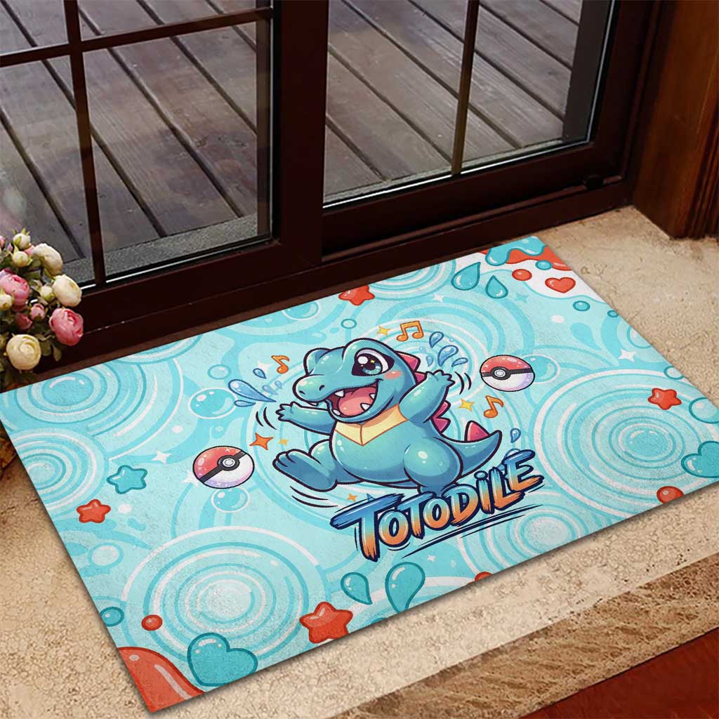 Totodile Rubber Doormat Vibrant Kawaii Splash Pop Art
