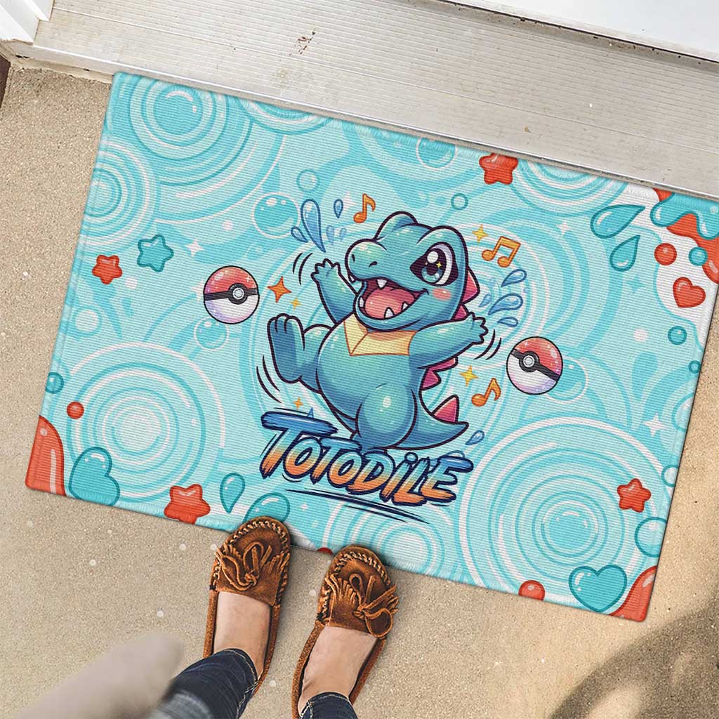 Totodile Rubber Doormat Vibrant Kawaii Splash Pop Art