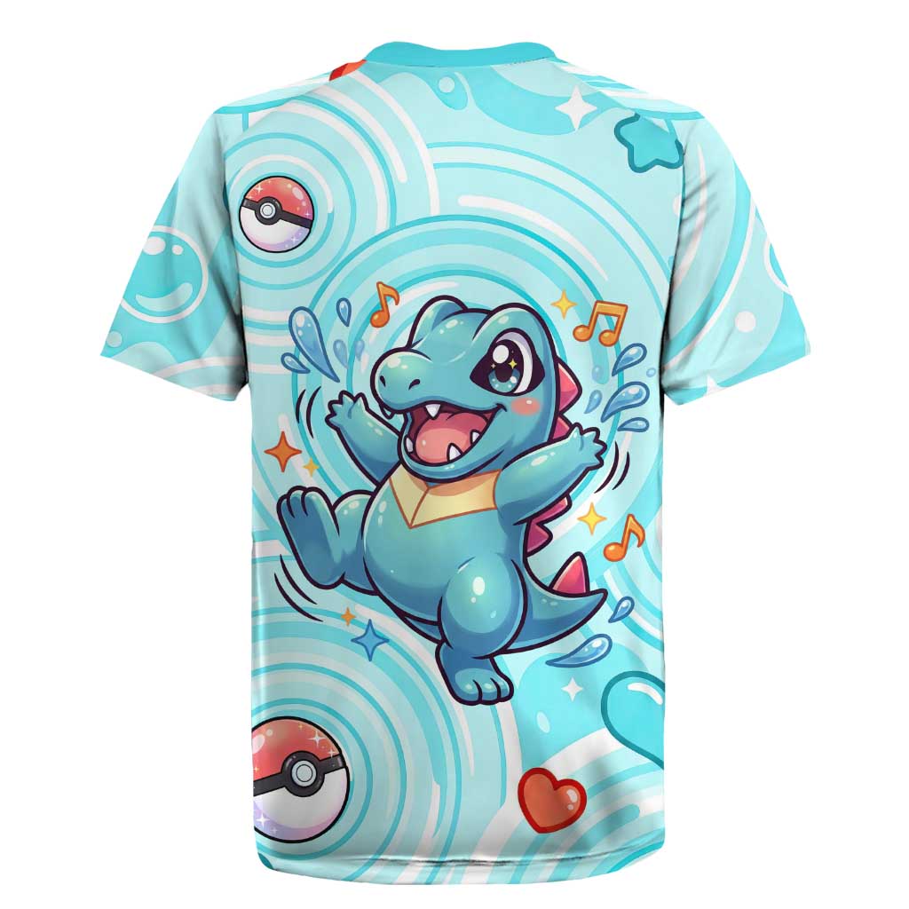 Totodile Rugby Jersey Vibrant Kawaii Splash Pop Art