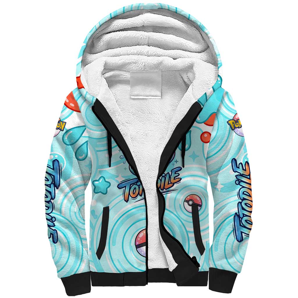 Totodile Sherpa Hoodie Vibrant Kawaii Splash Pop Art