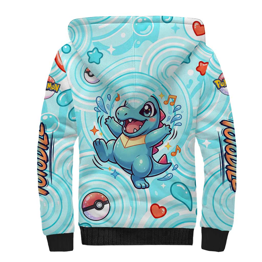 Totodile Sherpa Hoodie Vibrant Kawaii Splash Pop Art