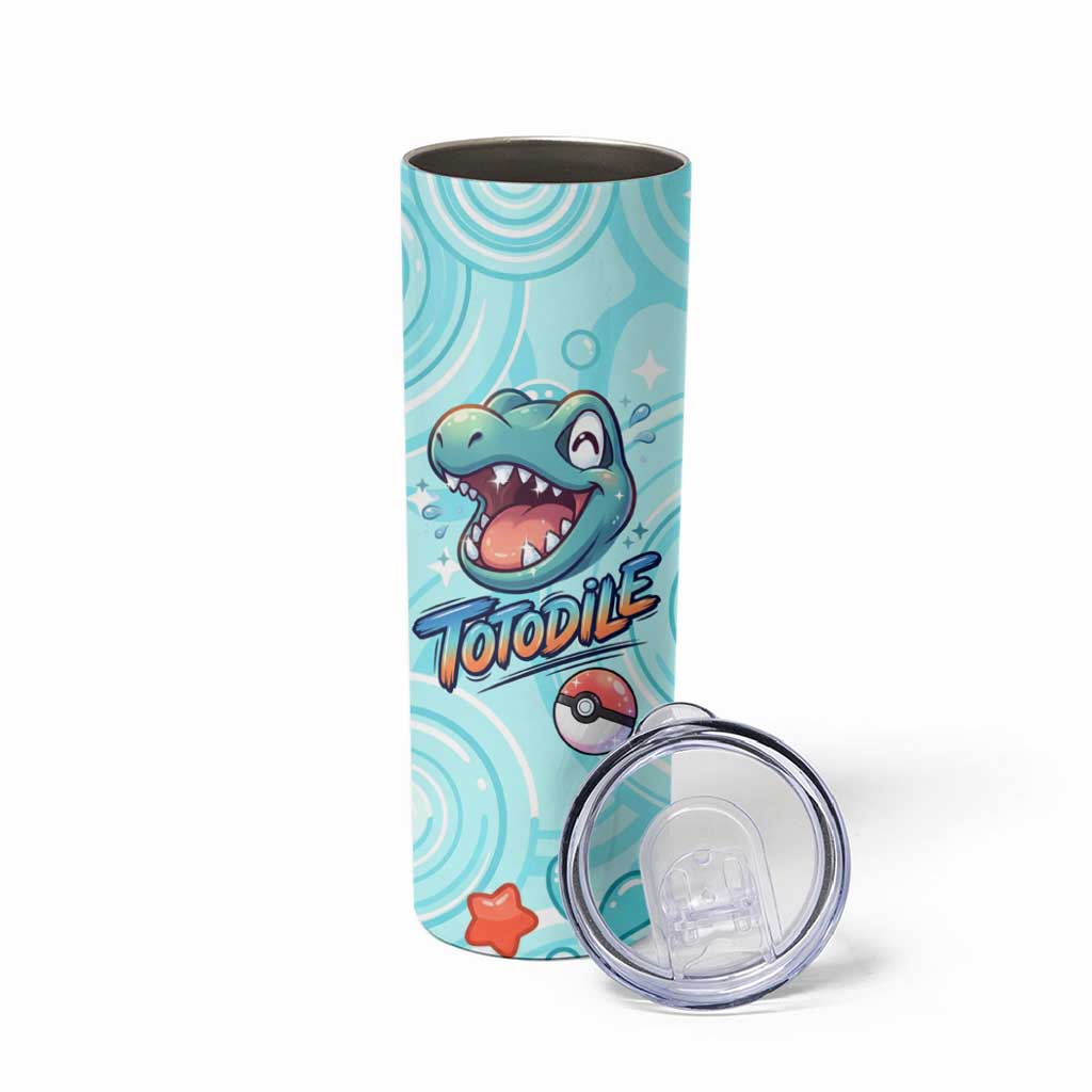 Totodile Skinny Tumbler Vibrant Kawaii Splash Pop Art