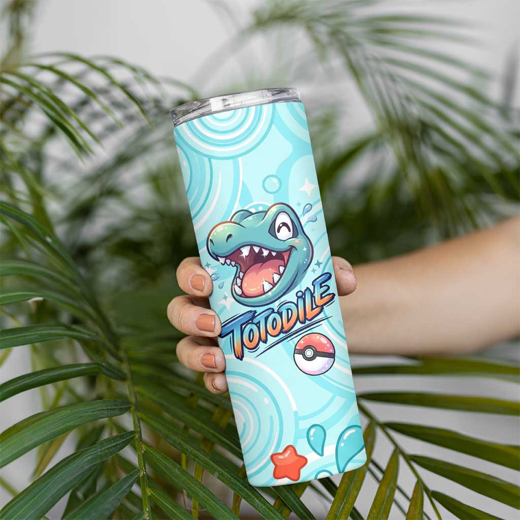 Totodile Skinny Tumbler Vibrant Kawaii Splash Pop Art
