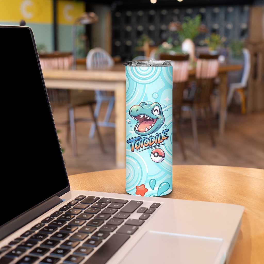 Totodile Skinny Tumbler Vibrant Kawaii Splash Pop Art