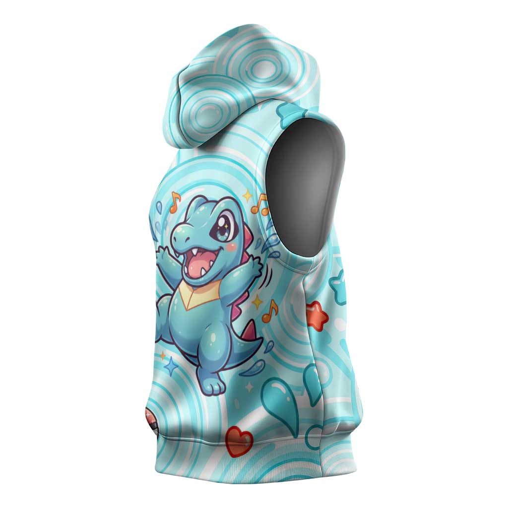 Totodile Sleeveless Hoodie Vibrant Kawaii Splash Pop Art