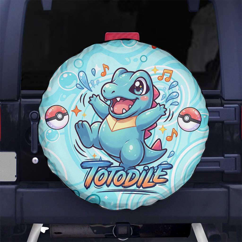 Totodile Spare Tire Cover Vibrant Kawaii Splash Pop Art