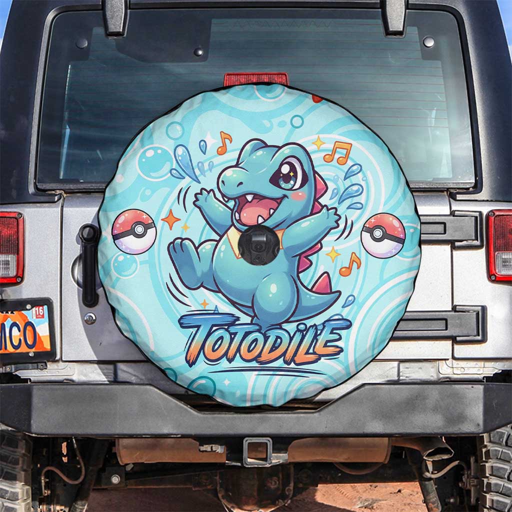 Totodile Spare Tire Cover Vibrant Kawaii Splash Pop Art