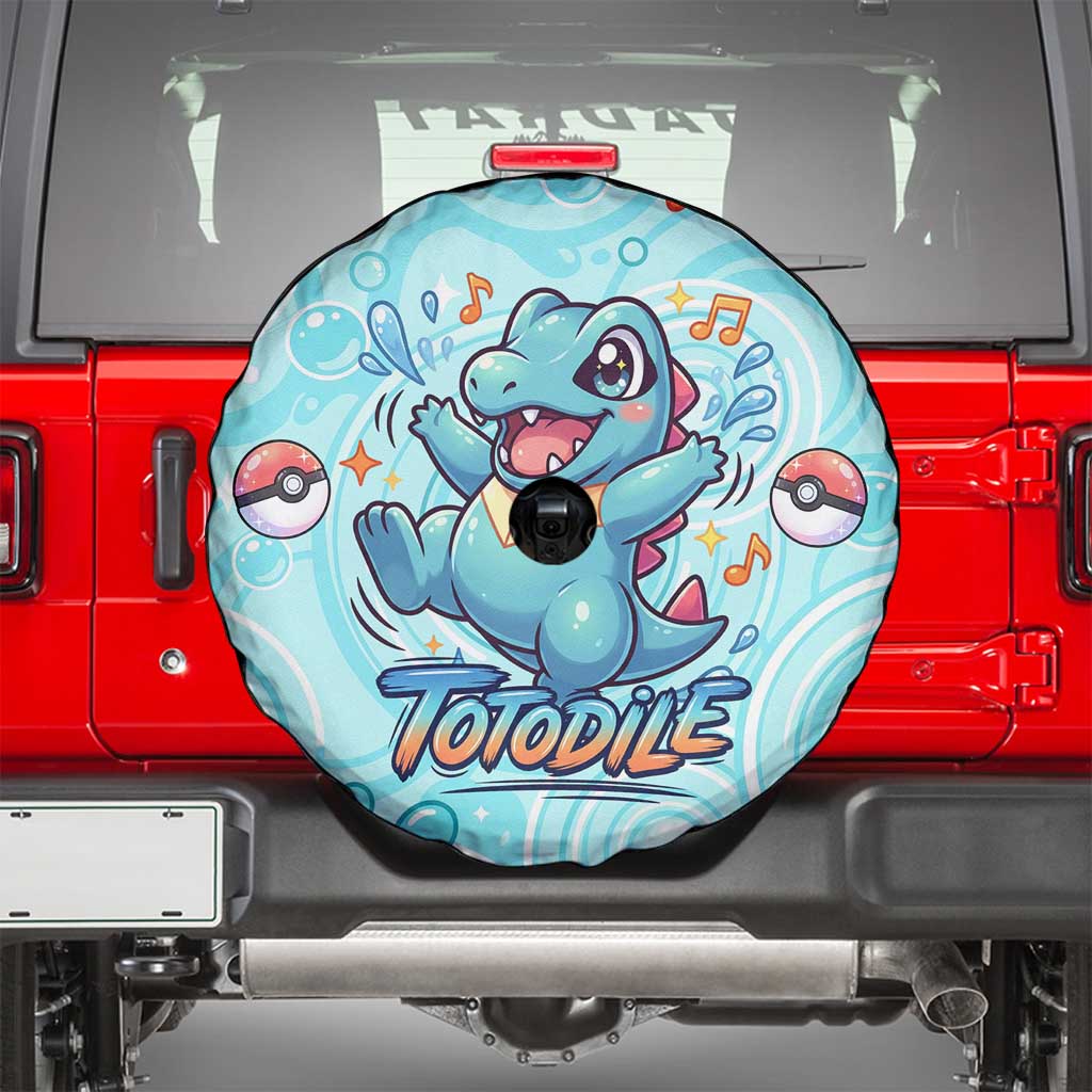 Totodile Spare Tire Cover Vibrant Kawaii Splash Pop Art