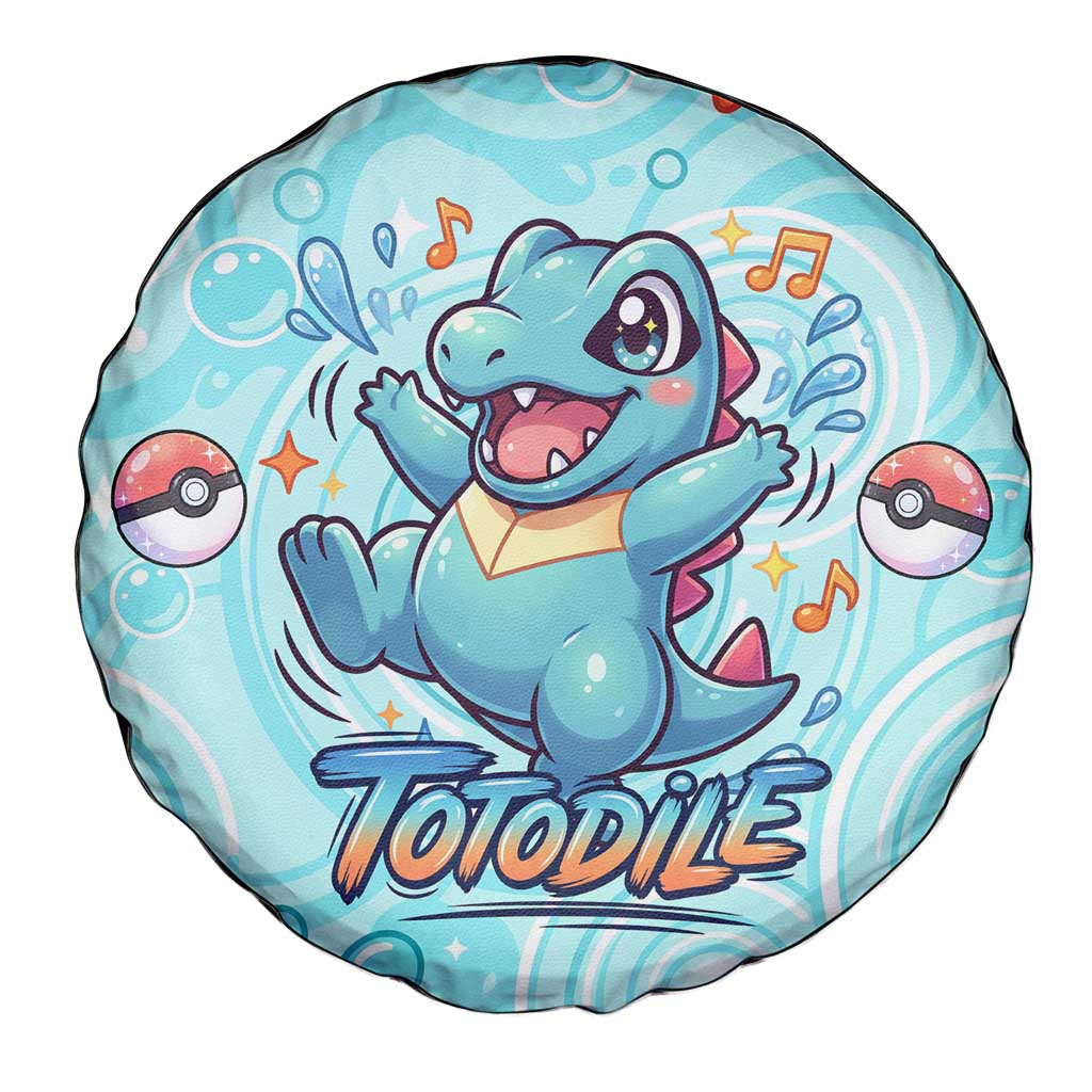 Totodile Spare Tire Cover Vibrant Kawaii Splash Pop Art