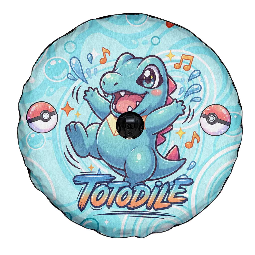Totodile Spare Tire Cover Vibrant Kawaii Splash Pop Art