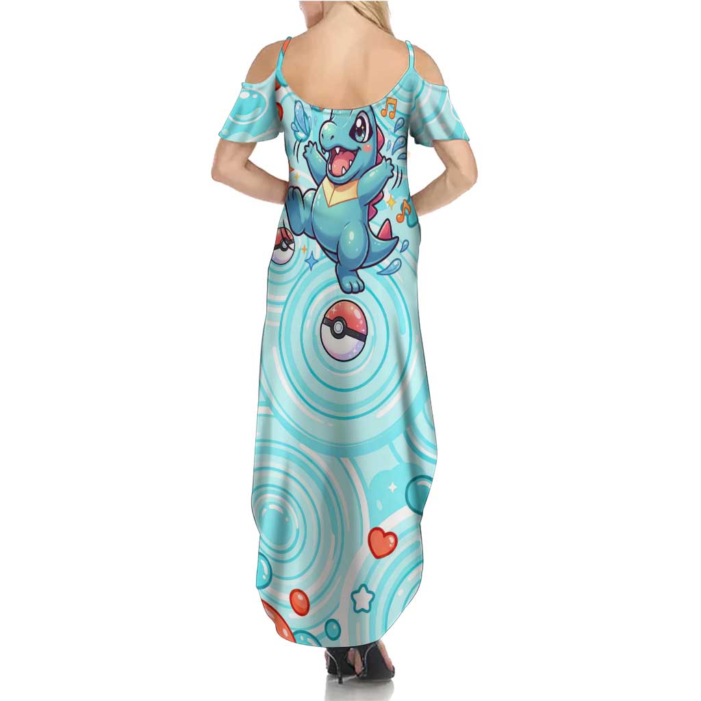 Totodile Summer Maxi Dress Vibrant Kawaii Splash Pop Art