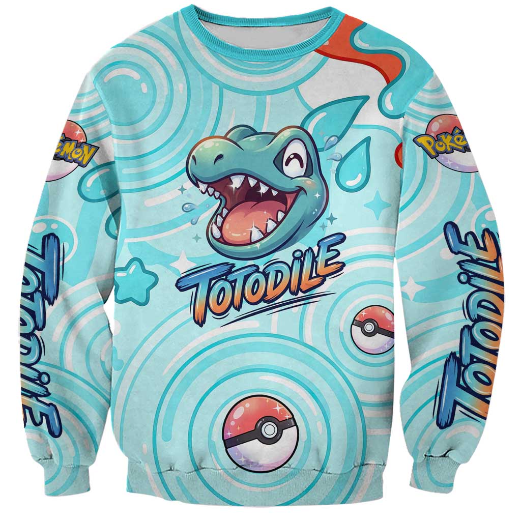 Totodile Sweatshirt Vibrant Kawaii Splash Pop Art