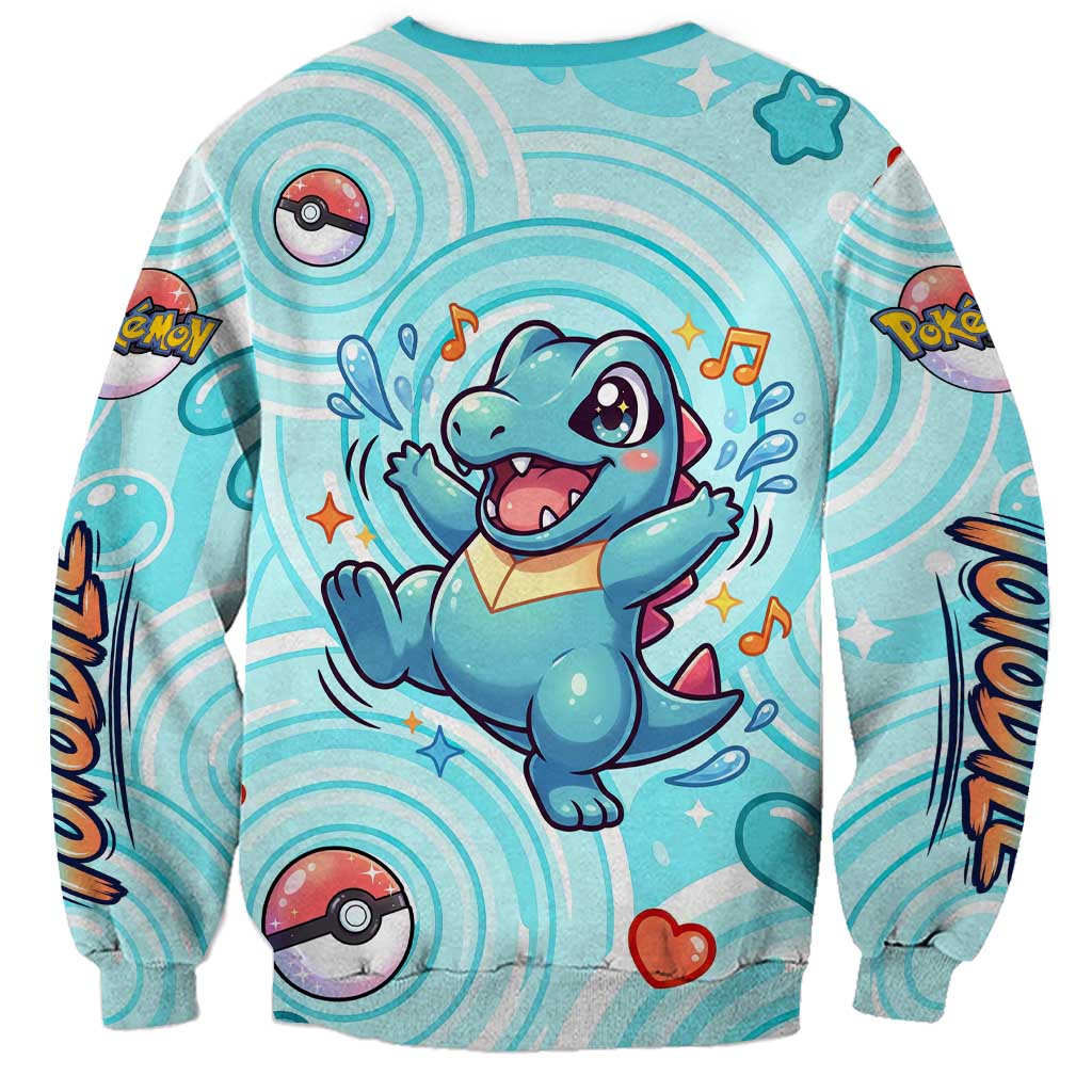 Totodile Sweatshirt Vibrant Kawaii Splash Pop Art