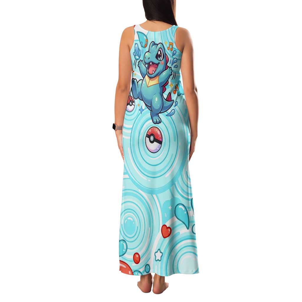 Totodile Tank Maxi Dress Vibrant Kawaii Splash Pop Art