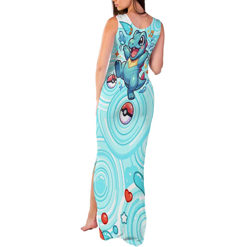 Totodile Tank Maxi Dress Vibrant Kawaii Splash Pop Art