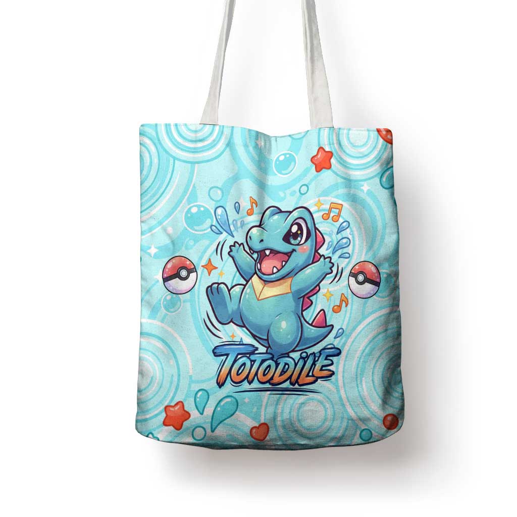 Totodile Tote Bag Vibrant Kawaii Splash Pop Art