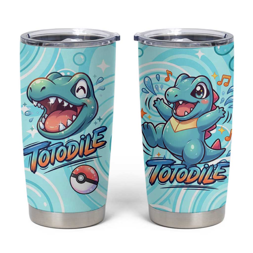 Totodile Tumbler Cup Vibrant Kawaii Splash Pop Art