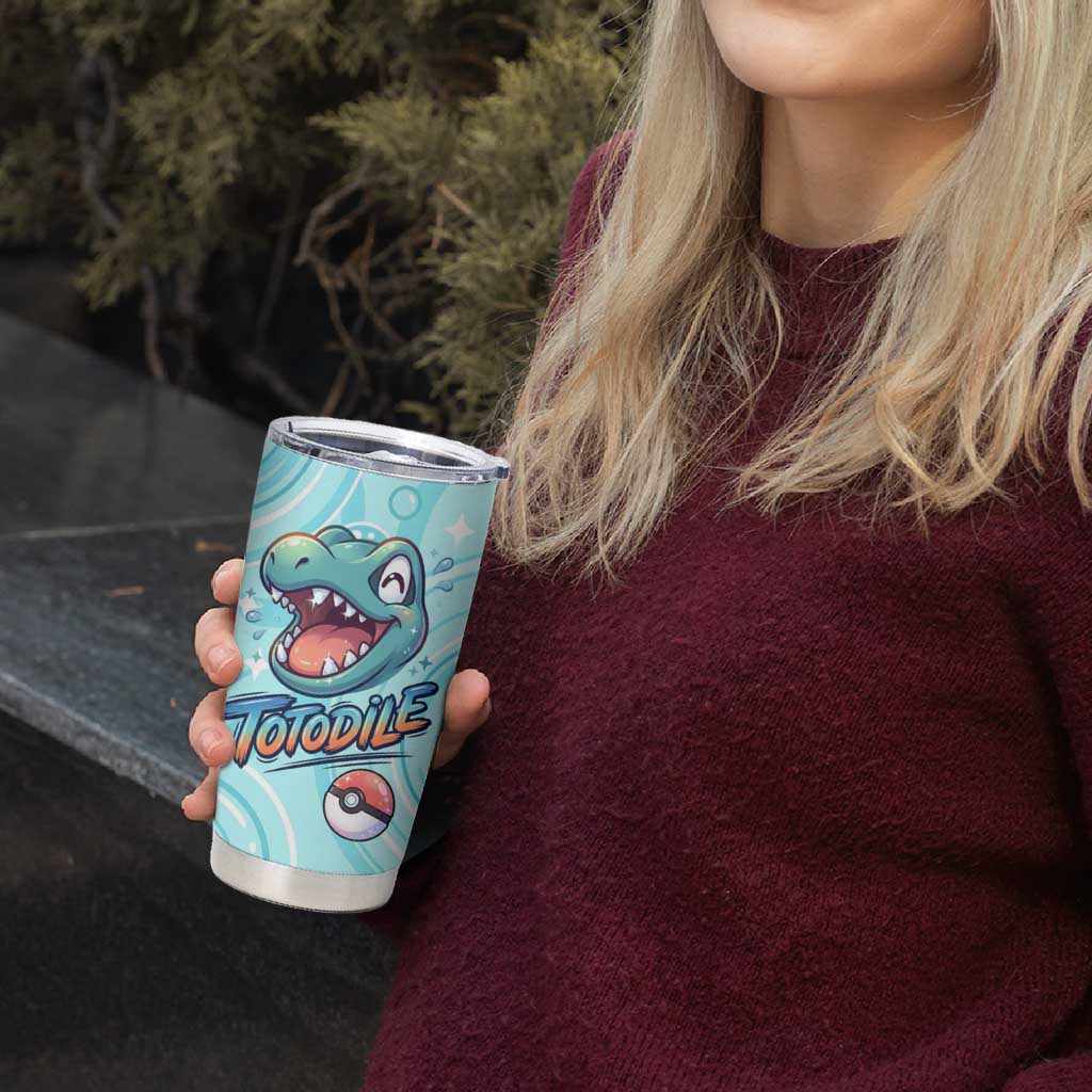 Totodile Tumbler Cup Vibrant Kawaii Splash Pop Art