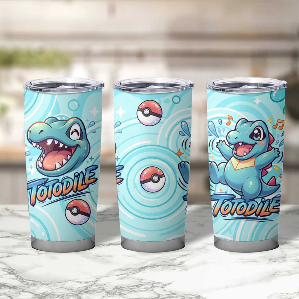 Totodile Tumbler Cup Vibrant Kawaii Splash Pop Art