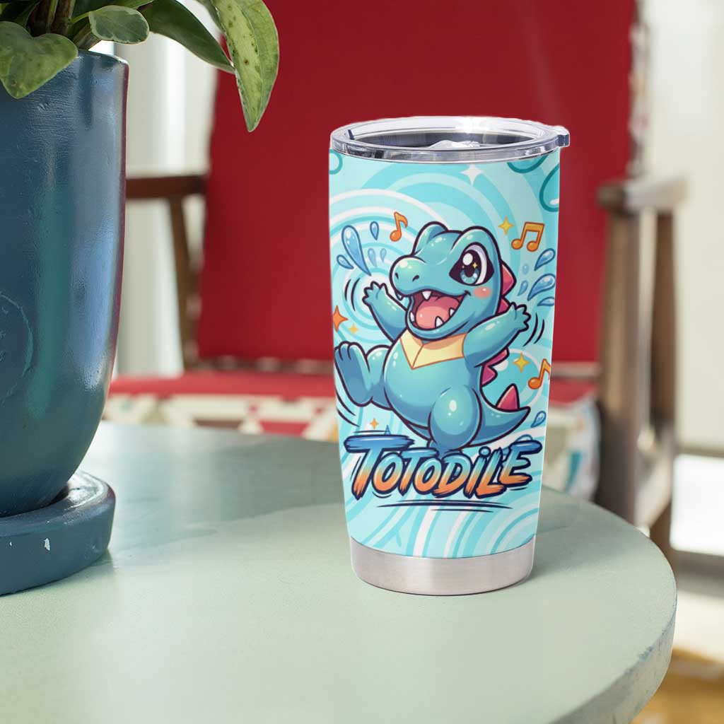 Totodile Tumbler Cup Vibrant Kawaii Splash Pop Art