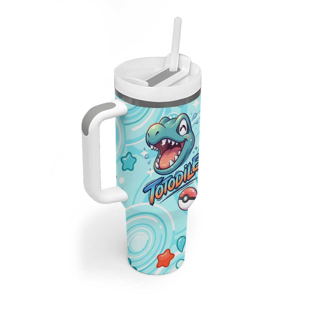 Totodile Tumbler With Handle Vibrant Kawaii Splash Pop Art