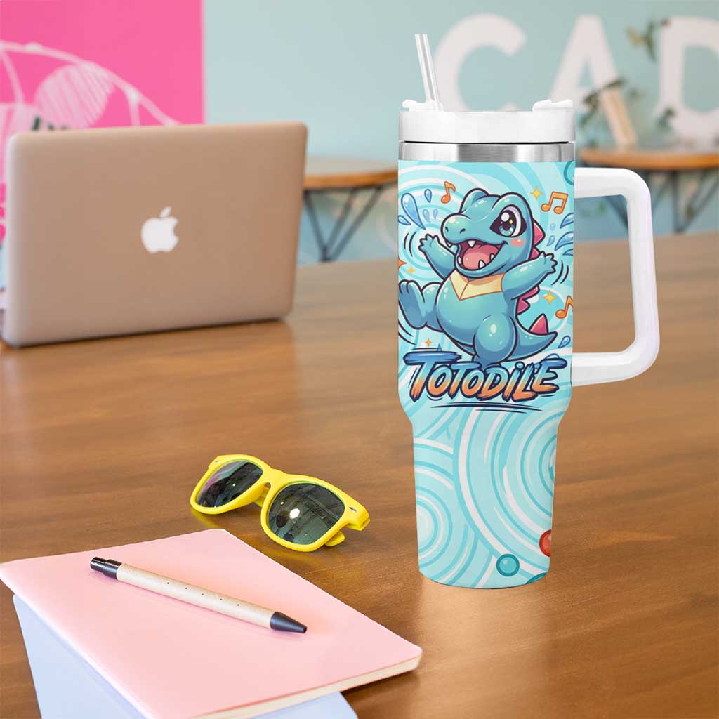 Totodile Tumbler With Handle Vibrant Kawaii Splash Pop Art