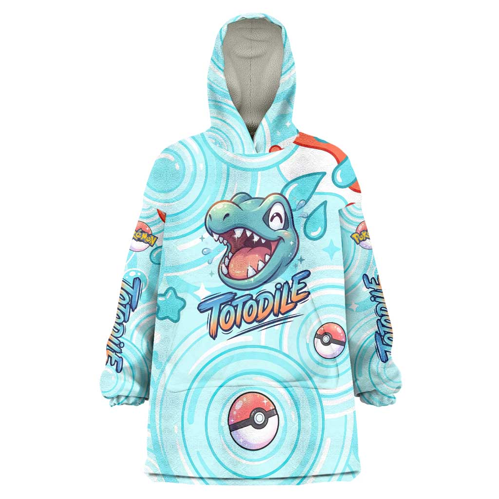 Totodile Wearable Blanket Hoodie Vibrant Kawaii Splash Pop Art