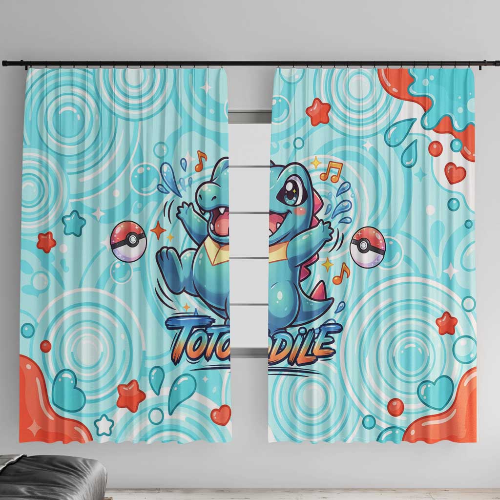 Totodile Window Curtain Vibrant Kawaii Splash Pop Art