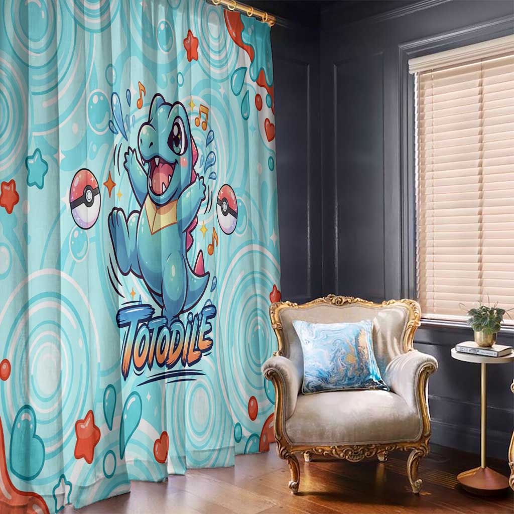 Totodile Window Curtain Vibrant Kawaii Splash Pop Art