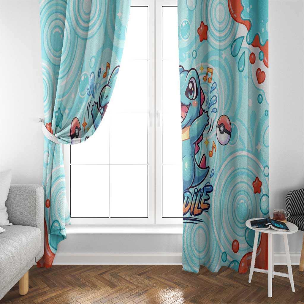 Totodile Window Curtain Vibrant Kawaii Splash Pop Art