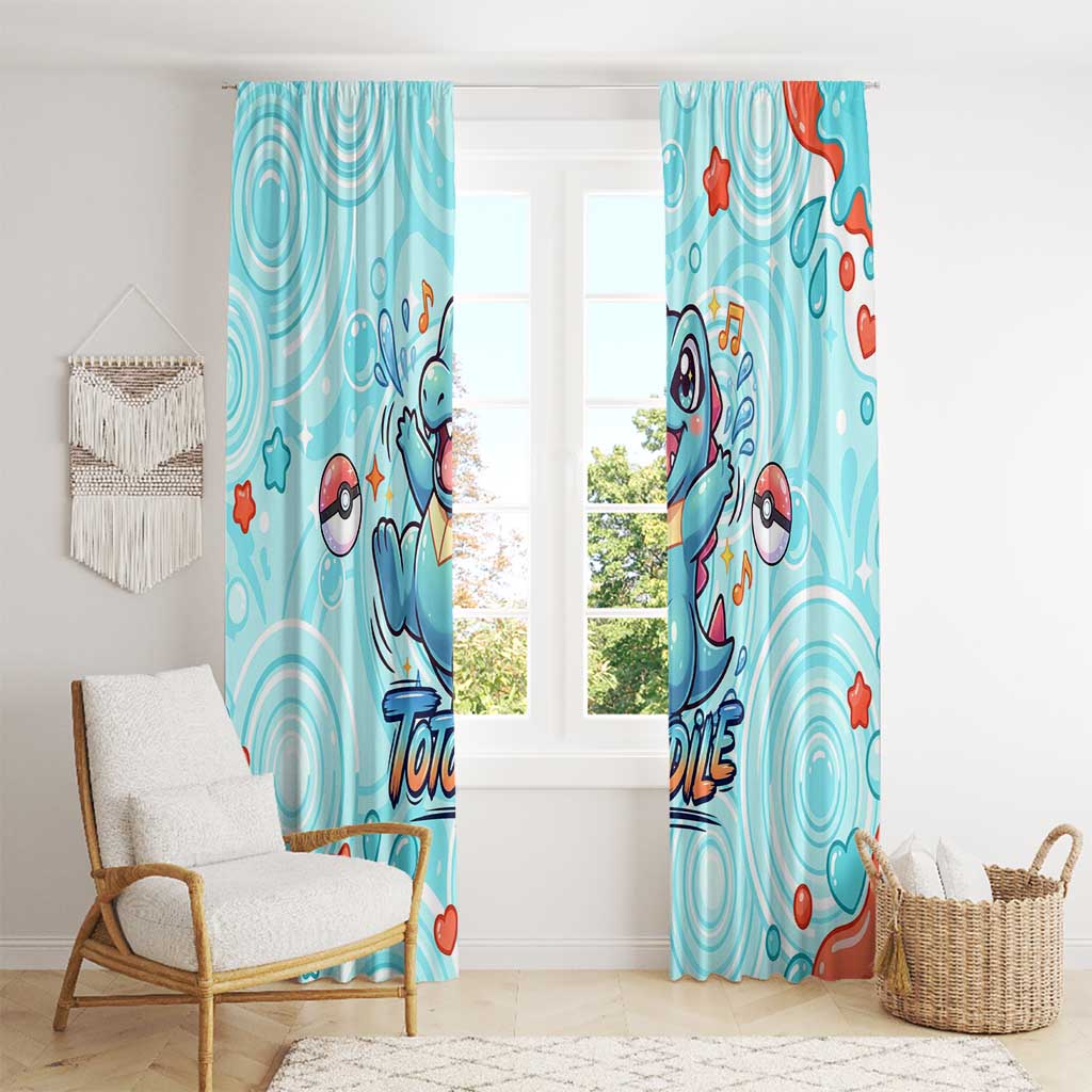 Totodile Window Curtain Vibrant Kawaii Splash Pop Art