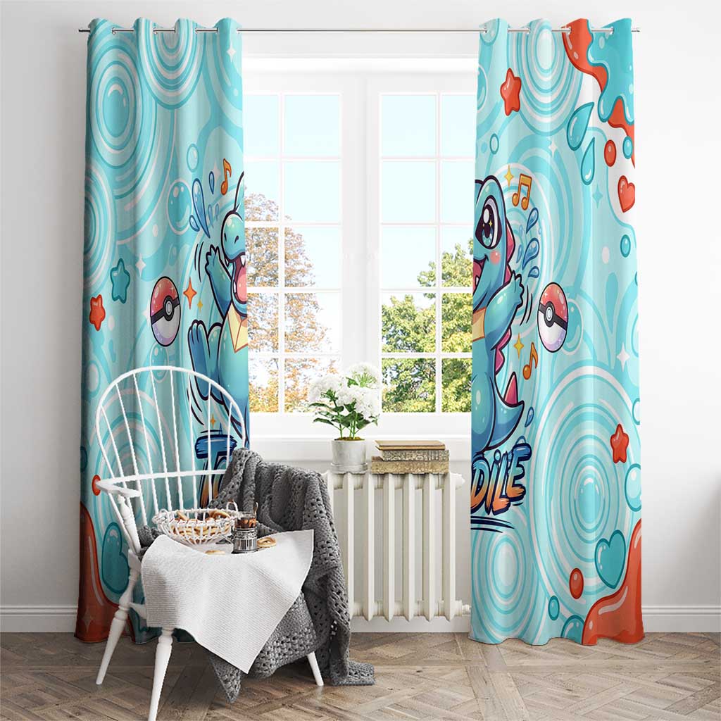 Totodile Window Curtain Vibrant Kawaii Splash Pop Art