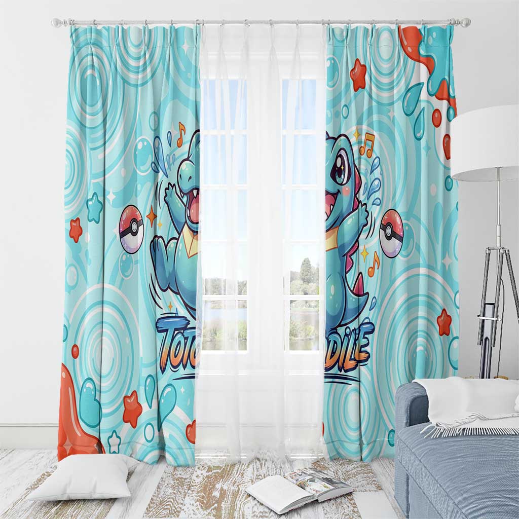 Totodile Window Curtain Vibrant Kawaii Splash Pop Art