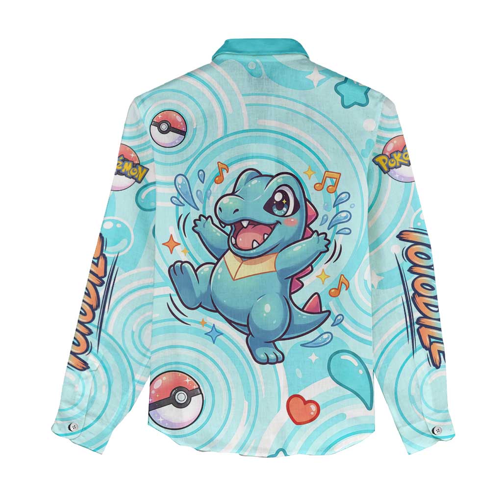Totodile Women Casual Shirt Vibrant Kawaii Splash Pop Art