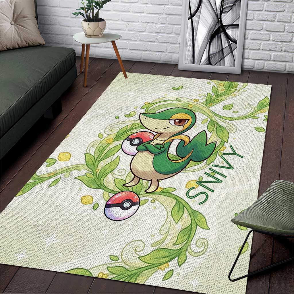 Snivy Area Rug Elegant Botanical Art Nouveau Style