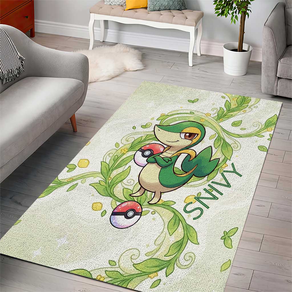 Snivy Area Rug Elegant Botanical Art Nouveau Style