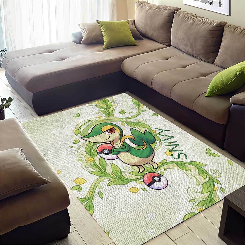 Snivy Area Rug Elegant Botanical Art Nouveau Style