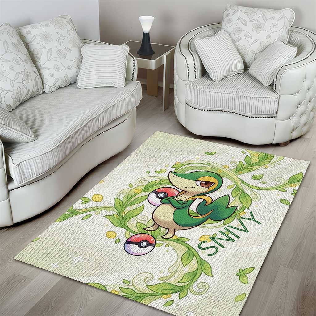 Snivy Area Rug Elegant Botanical Art Nouveau Style