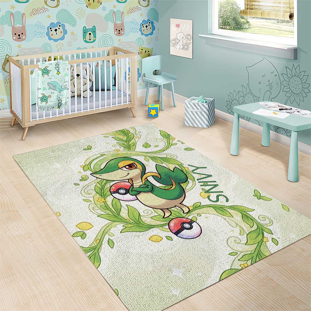 Snivy Area Rug Elegant Botanical Art Nouveau Style