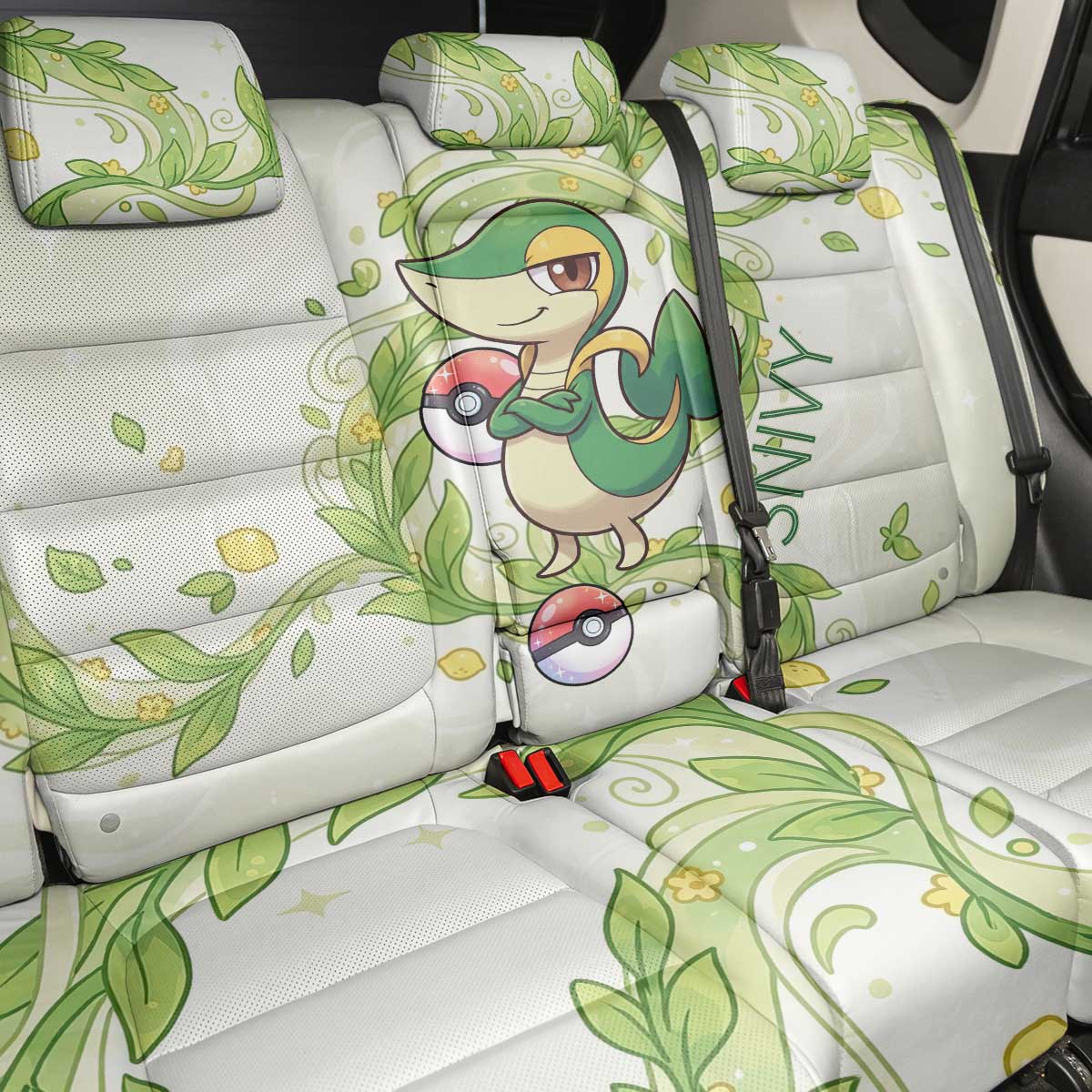 Snivy Back Car Seat Cover Elegant Botanical Art Nouveau Style
