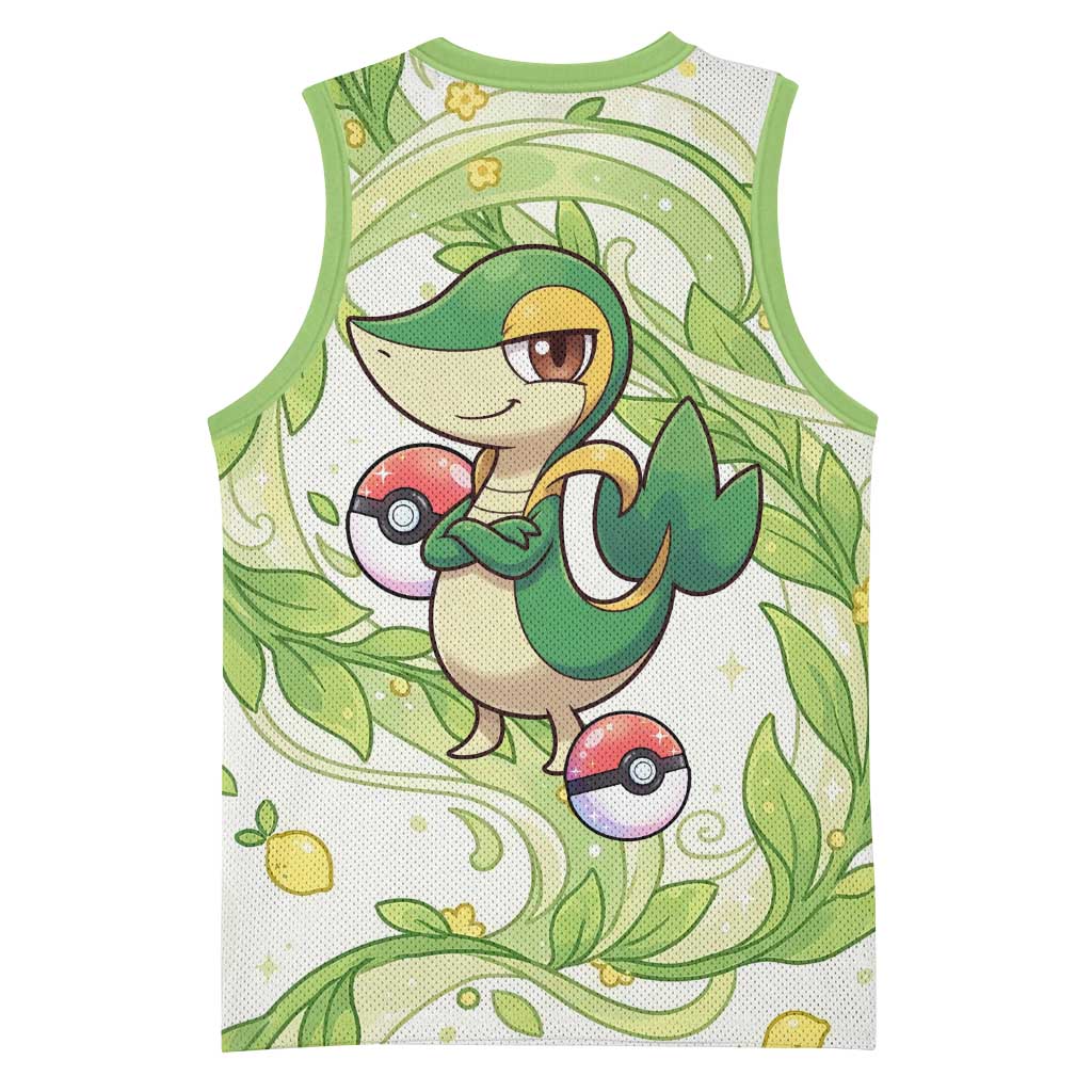 Snivy Basketball Jersey Elegant Botanical Art Nouveau Style