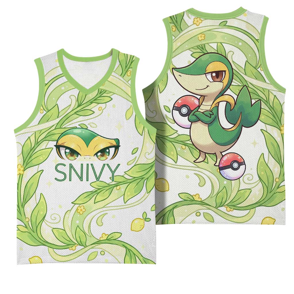 Snivy Basketball Jersey Elegant Botanical Art Nouveau Style