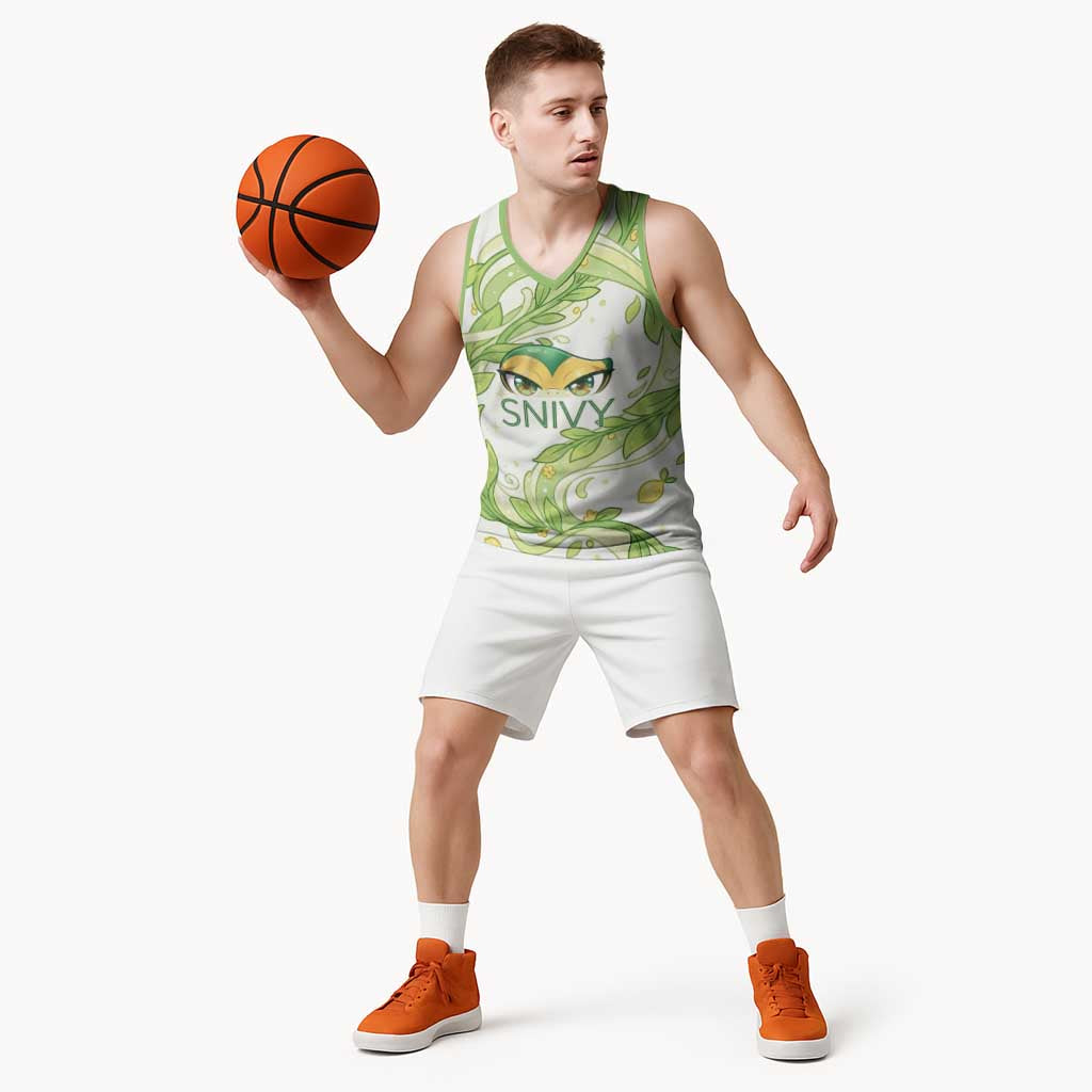 Snivy Basketball Jersey Elegant Botanical Art Nouveau Style