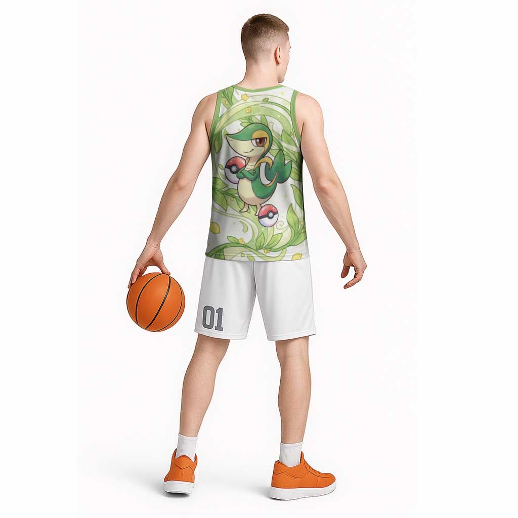 Snivy Basketball Jersey Elegant Botanical Art Nouveau Style