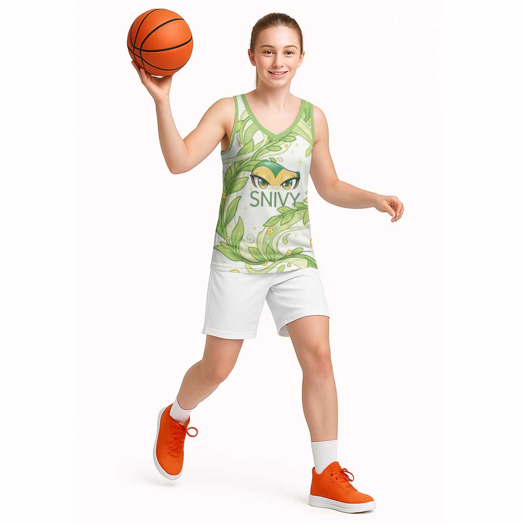 Snivy Basketball Jersey Elegant Botanical Art Nouveau Style