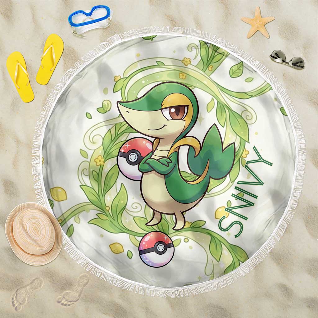 Snivy Beach Blanket Elegant Botanical Art Nouveau Style